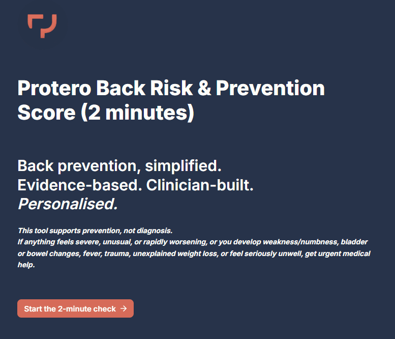 Protero Back Risk & Prevention Score assessment
